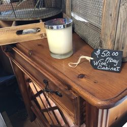 Wine cabinet with dual side drawer. Restored.