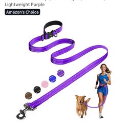 Kazazoo Hands-Free Dog Leash - Adjustable Purple Nylon