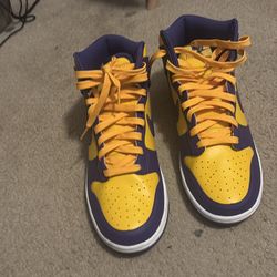 Laker Colored Dunk Highs Size 9