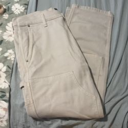 Beige Hollister Loose Carpenter Jeans