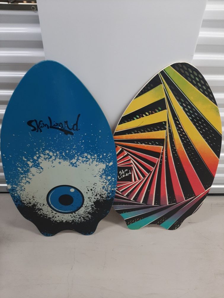 Set of 2 Skin Lizard wooden Boogie Board