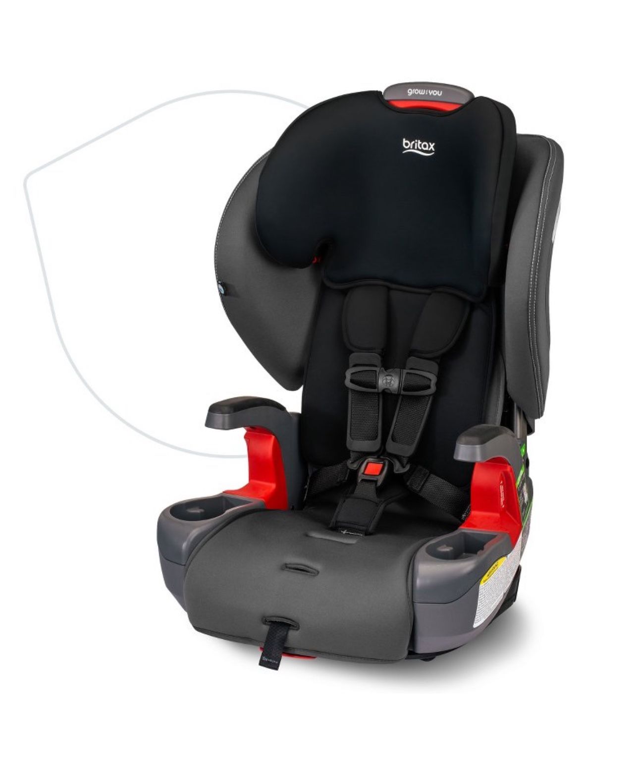 Britax Grow with You Harness SafeWash Booster Car Seat - Mod Black