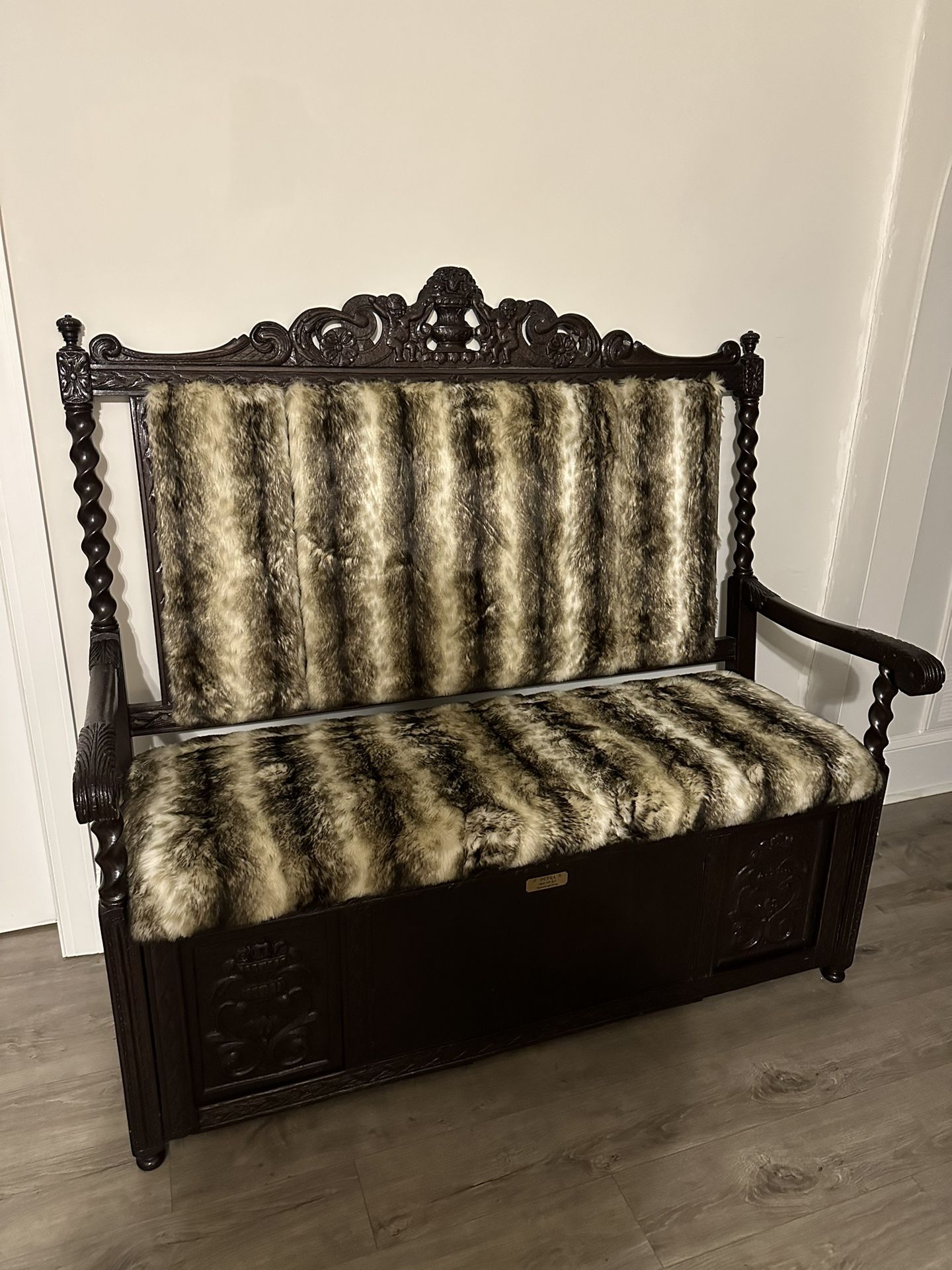 Reupholstered Antique Storage Bench