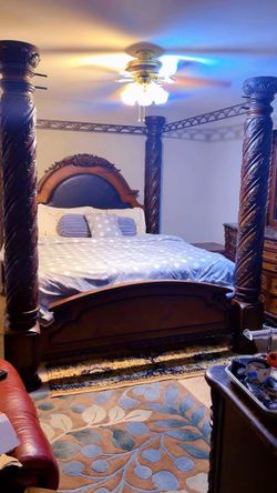 Traditional Ornate king size Bedroom Furniture Set with Marble Tops