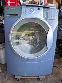 Kenmore Elite HE4t Front Load Washer, 27”, HE, Blue Stainless Drum, Working