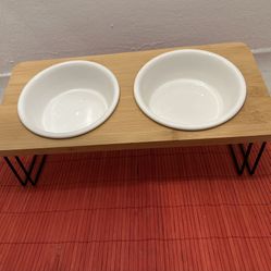 Raised And Tilted (15 degrees) Cat, Puppy, Small Dog Double Bowl Feeder  - ( AVAILABLE if listed. Combine with other items and save!)