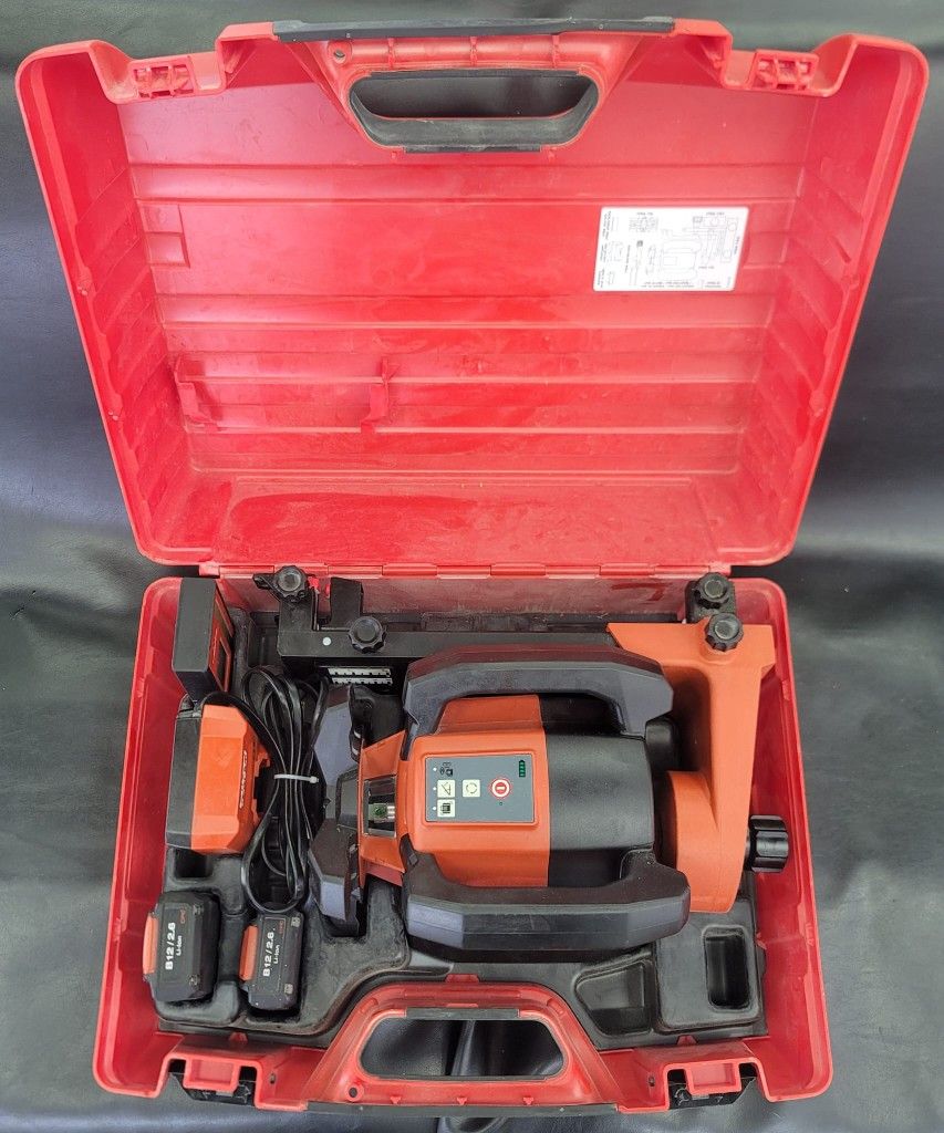 Hilti PR 3-HVSG Self Rotating Green Laser Level W/ Two Batteries & Charger Set Tool