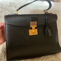 Dior Addict Top Handle Calfskin Black Leather
Bag Authentic