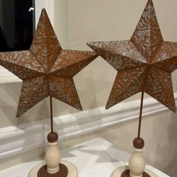 Silvery Copper Star Holiday Decorations Tabletop 