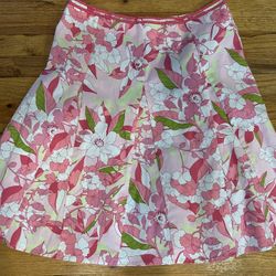 Pink and white floral skirt size 12