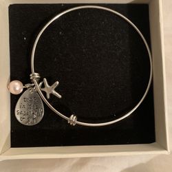 Silver Beach Bangle “Toes In The Sand Kind Of Girl”