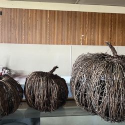 Three fancy grapevine pumpkins 