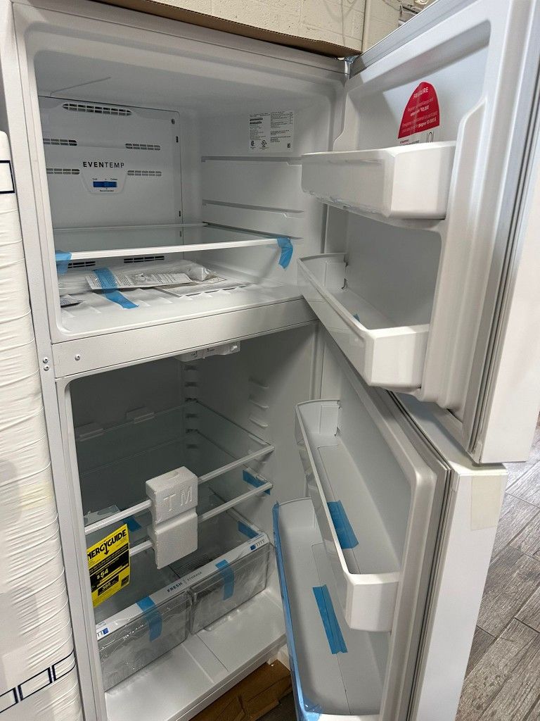 Frigidaire new white top bottom fridge with 1 year warranty