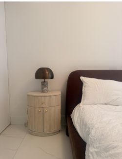 CB2 20" Fluted Whitewashed Wood Nightstand With Drawer Set Of 2