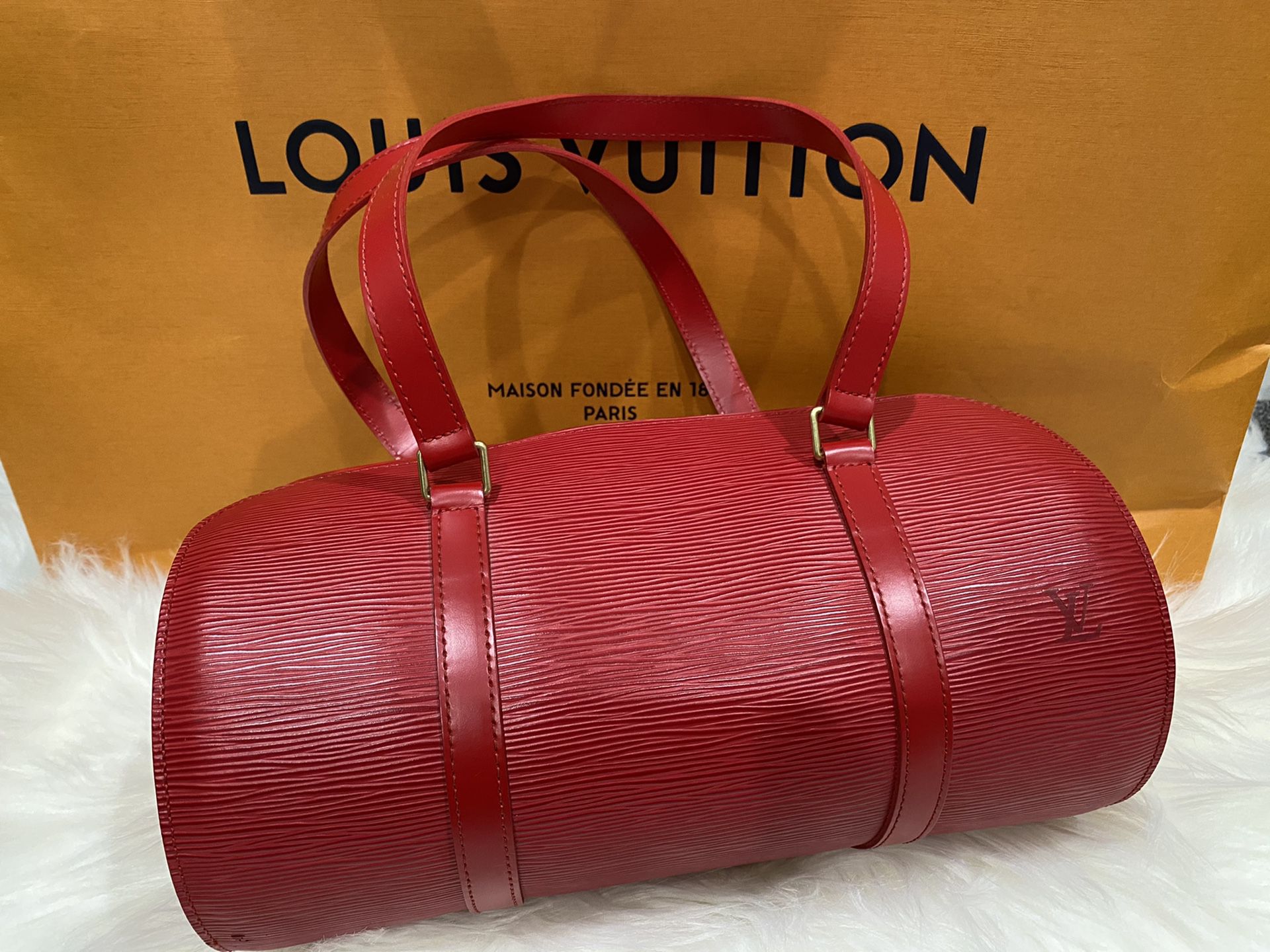 Authentic Louis Vuitton Castilian Red Epi Papillon 30 purse for Sale in  Union City, CA - OfferUp
