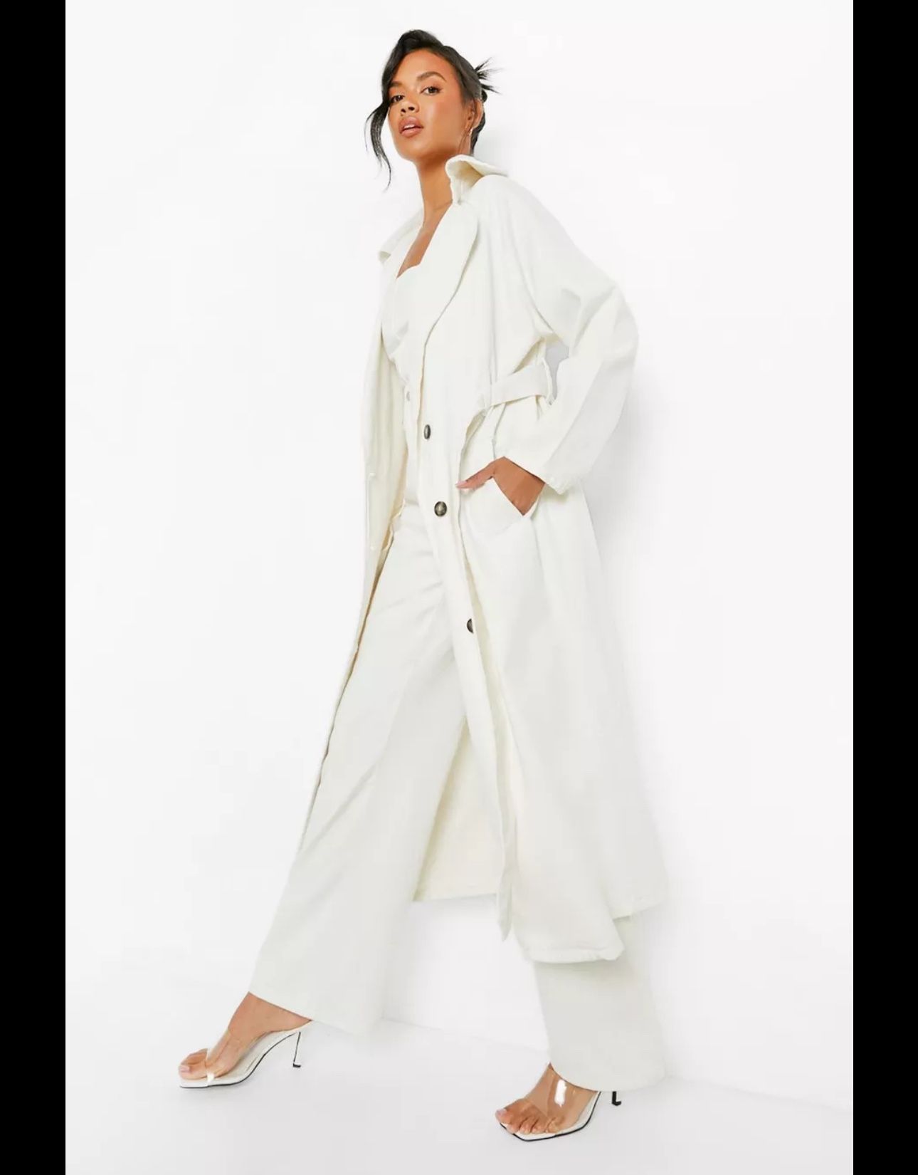 White Long Trench Cardigan 