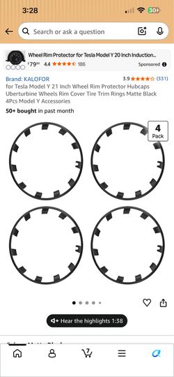 Tesla Model Y 21 Inch Wheel Rim Protector Hubcaps Uberturbine Wheels Rim Cover Tire Trim Rings Matte Black 4Pcs Model Y Accessories