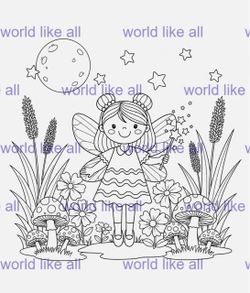 Fairy Garden Digital Coloring Page