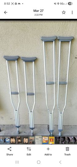 Crutches, small, medium, large, up to 6'4", $20 each