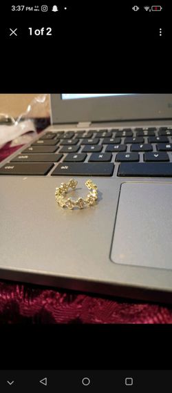 Gold plated clover adjustable ring for Women Natural Luxury Fine Jewelry
