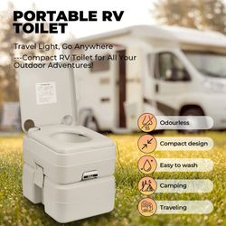 5.3 Gallon Portable Toilet, Camping RV Toilet Porta Potty, Outdoor Porta Potty for RV Travel, Camping, Boating, Hospital, Truck, Gray