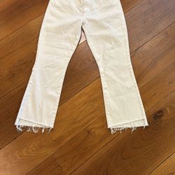 MOTHER The Insider Mid Rise Crop Step Fray Jeans 