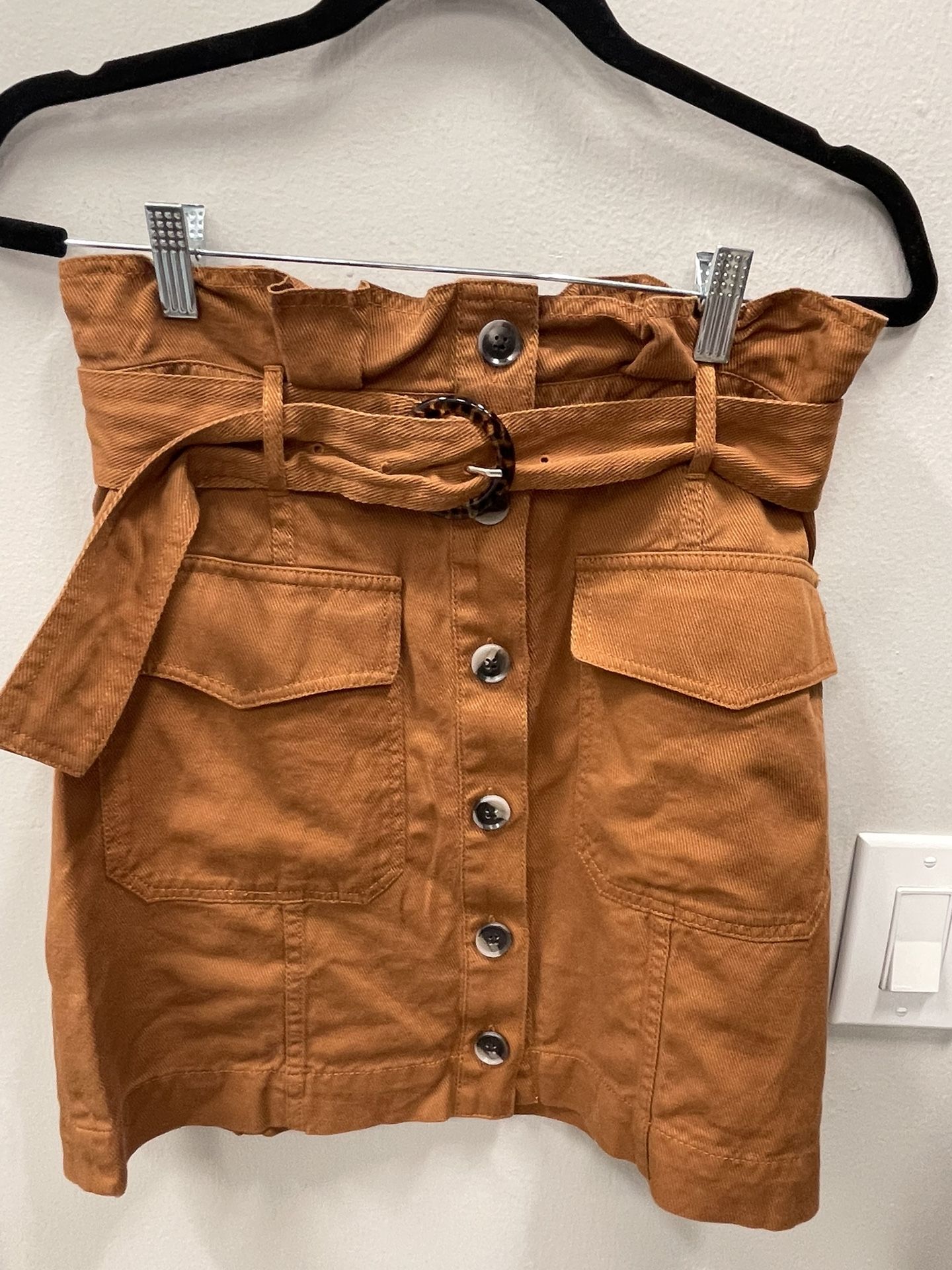 Banana Republic Cinnamon Brown Belted Paperbag Utility Skirt