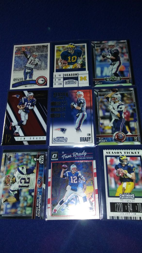 9 different Tom Brady New England Patriots football cards $4 takes all