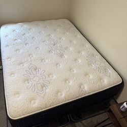 King Size Mattress + Metal Bed Frame - Great Condition!