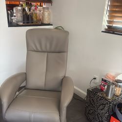 Gray Leather Recliner 