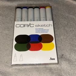 Copic Alcohol Sketch Marker Set - Bold Primaries, 6 Count