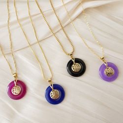 Genuine Jade 18K Gold plated necklace New