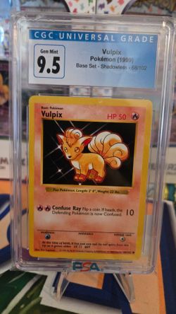Vulpix 1999 Pokémon Base Set Shadowless CGC 9.5 / CGC 10