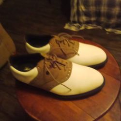 Leather White Tan Shoes  Dunlop  Size 9 1/2 Never Won New