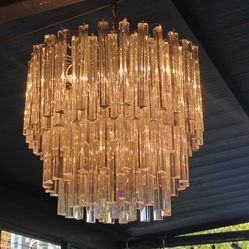 Italian Murano Venini Crystal Chandelier