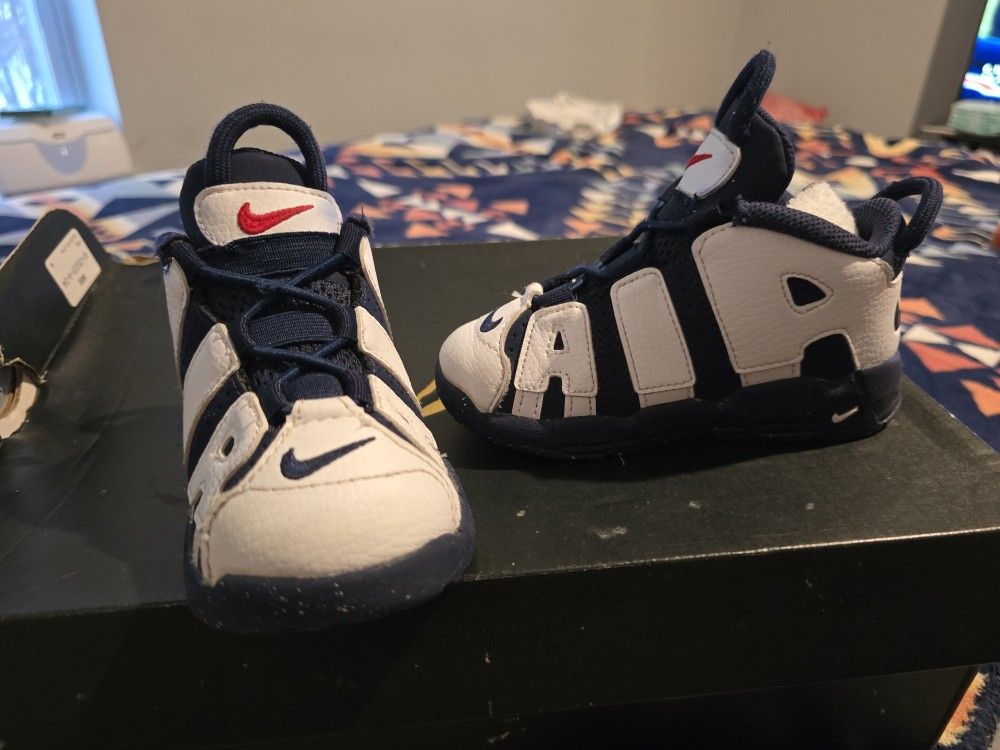 Nike Air More Uptempo Olympics White/Midnight Navy TD Toddler Size 8C DA4194 104