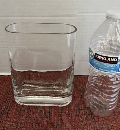 Heavy Blown Glass Footed Elliptical Vase - 6 1/2" x 2"