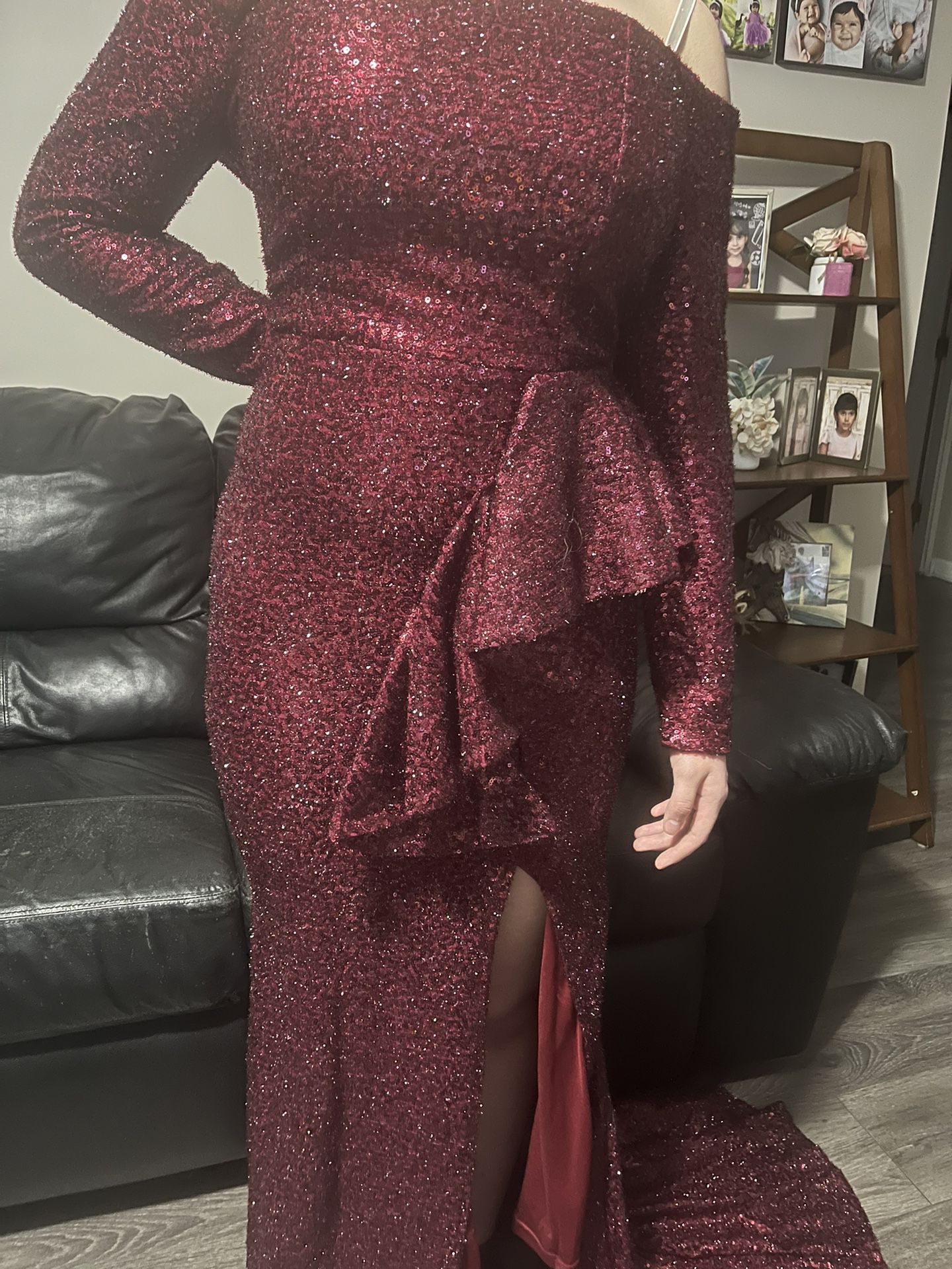 Burgundy Sequin Dress