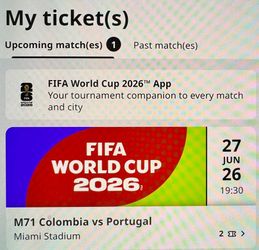 FIFA World Cup 2026™ – Colombia vs Portugal 🇨🇴🇵🇹 | Section 323 | 2 Seats Together 🔥