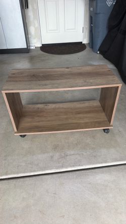 Rolling Wood TV Stand with Bottom Shelf