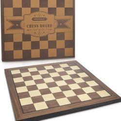 AMEROUS 17 Inches Wooden Chess Board Only, Professional Tournament Chess Board Large with Gift Package - Chess Rules, Beginner Chess Board Game for Ki