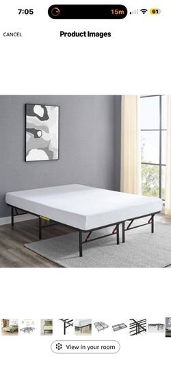 Foldable Metal Bed Frame and Queen Memory Foam Mattress