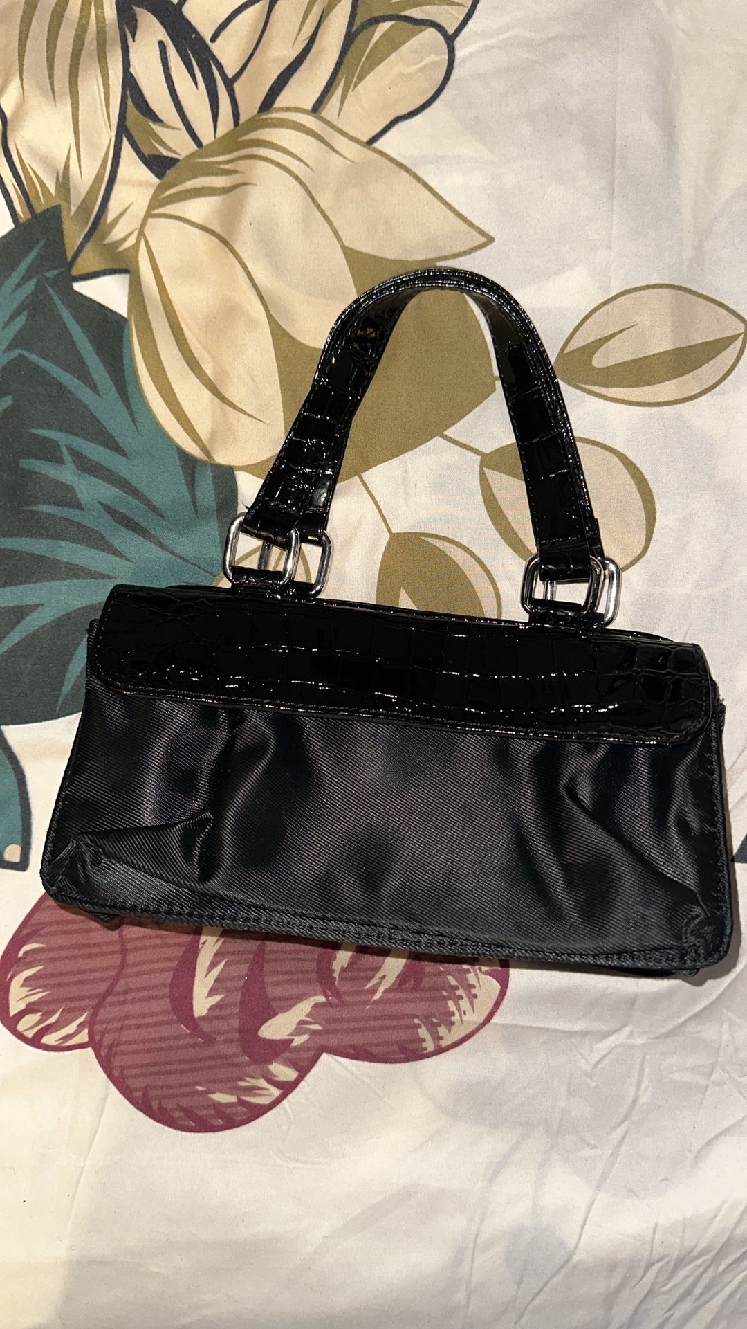 Country Chic 4pc Black Crocodile Embossed Faux Leather Women’s Handbag