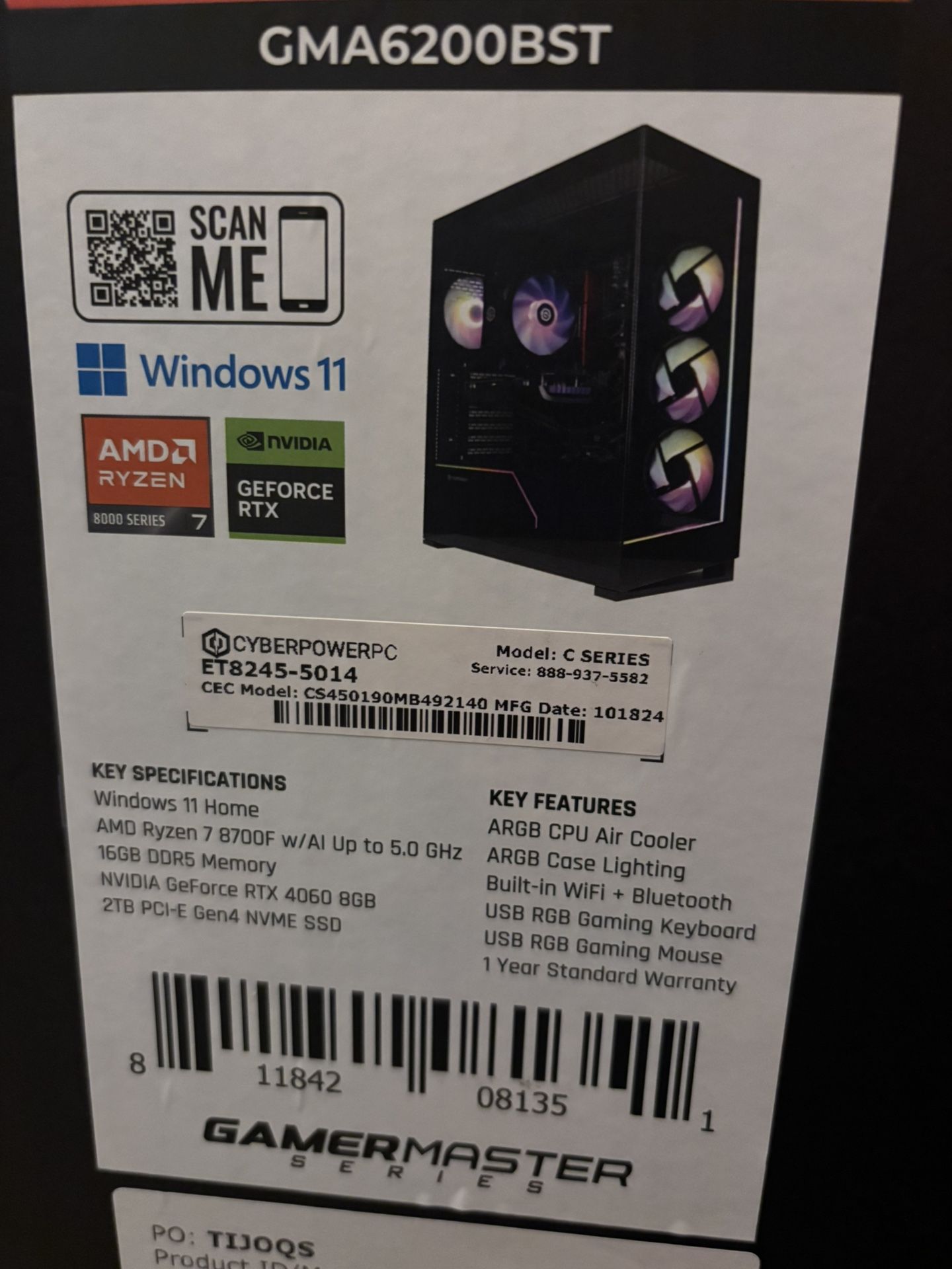 Cyber Power Gaming Desktop Pc. Brand New OBO