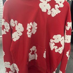 RED Denim tear hoodie Size MEDIUM 