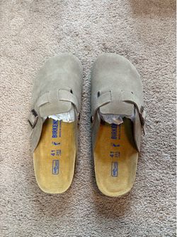 Birkenstock Boston Taupe Suede Clogs Multiple Sizes