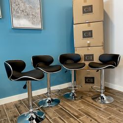 New 4 Black Bar Stools 