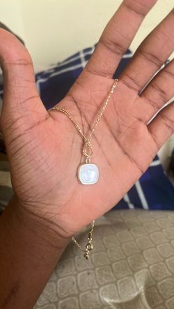 Silver Chain Necklace with Square Pendant