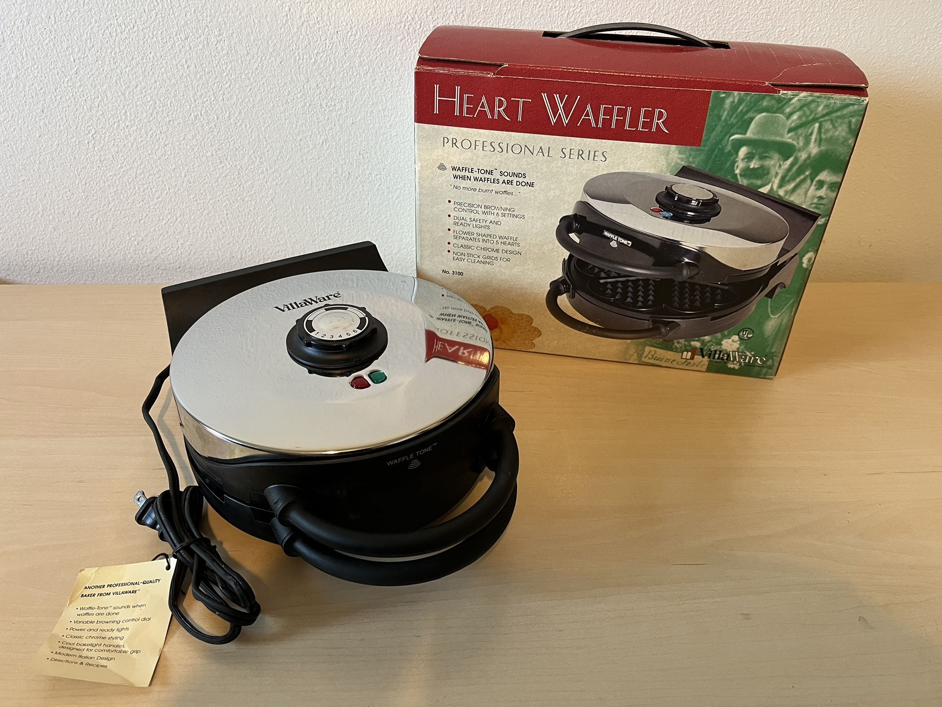 Waffle Maker Heart/Flower Villa Ware