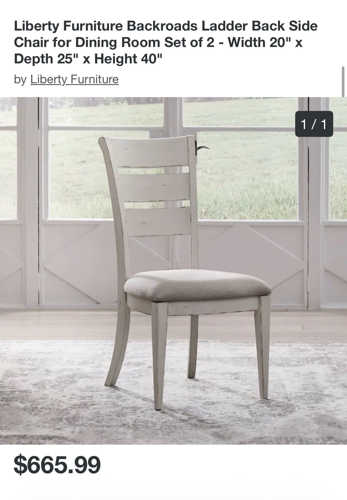 Set of 2 Liberty Furniture Backroads Ladder Back Side Chair for Dining Room - Weathered White